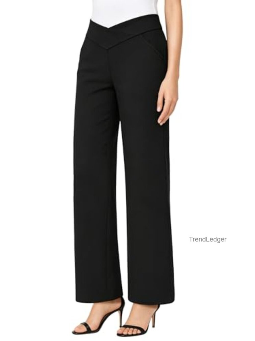 Women's High Waist Wide Leg Stretch Dress Pants Trousers with Pockets